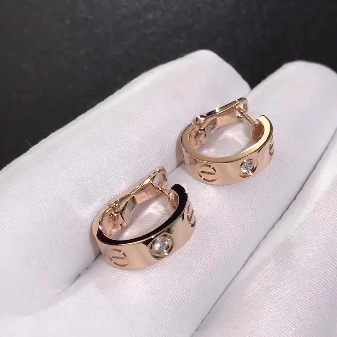 Серьги Cartier Love /бриллианты, розовое золото/