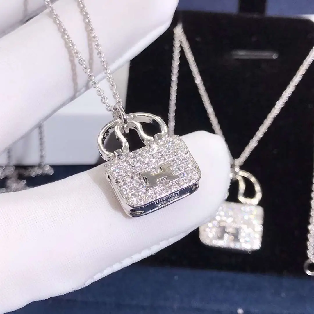 Подвеска Hermes Bag /белое золото/
