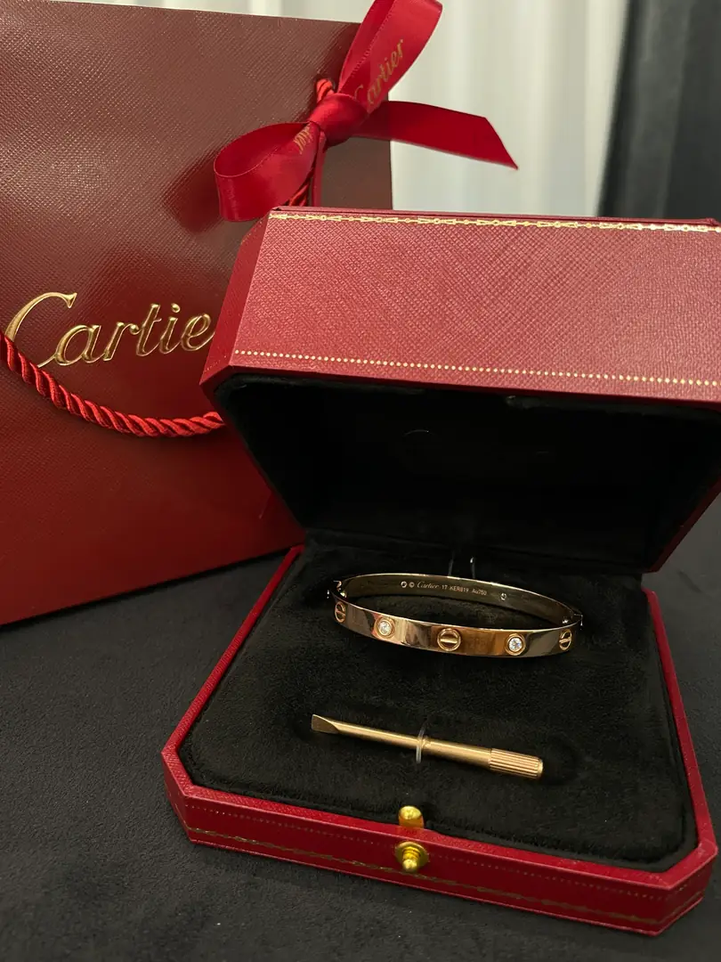 Браслет Cartier Love розовое золото, 4 бриллианта
