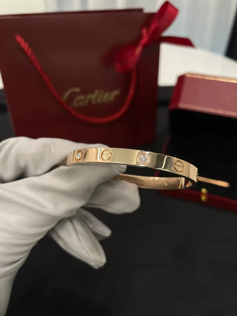 Браслет Cartier Love розовое золото, 4 бриллианта