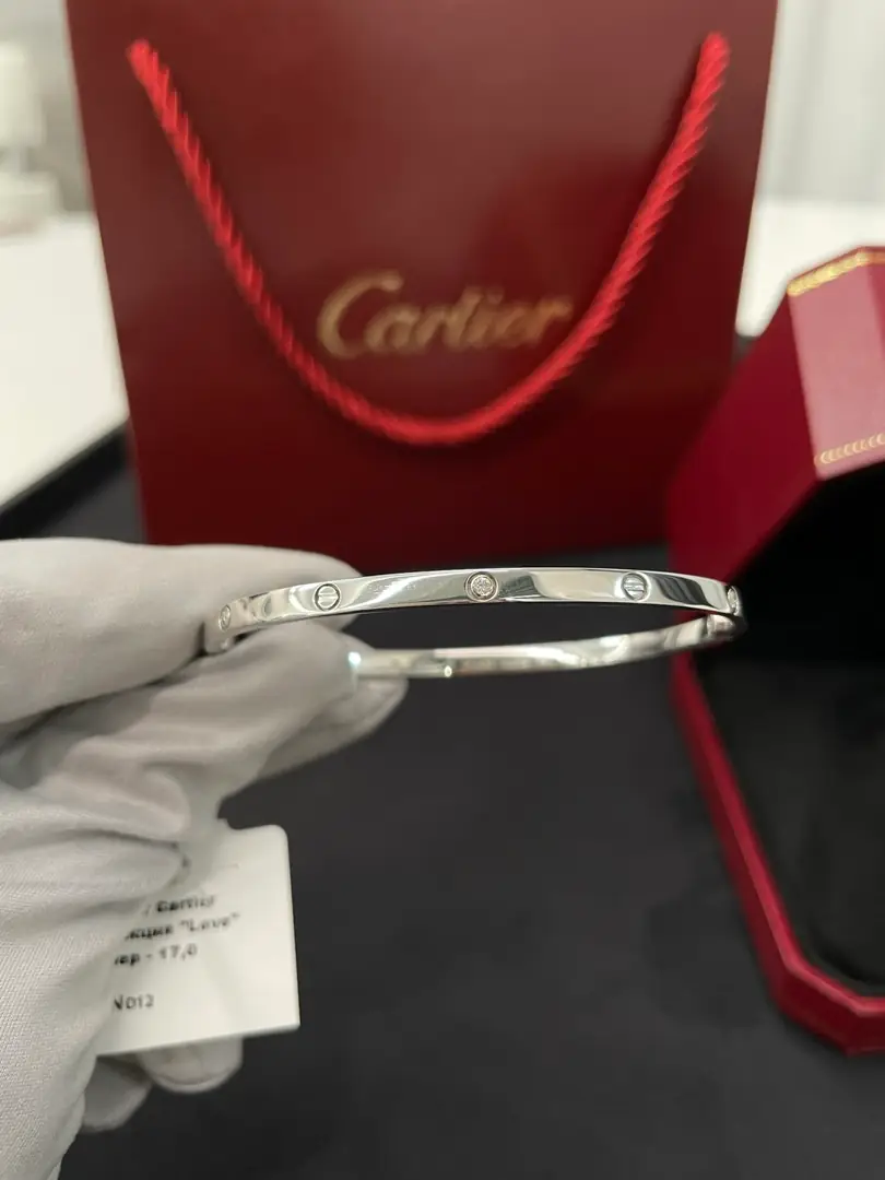 Браслет Cartier Love белое золото, 6 бриллиантов