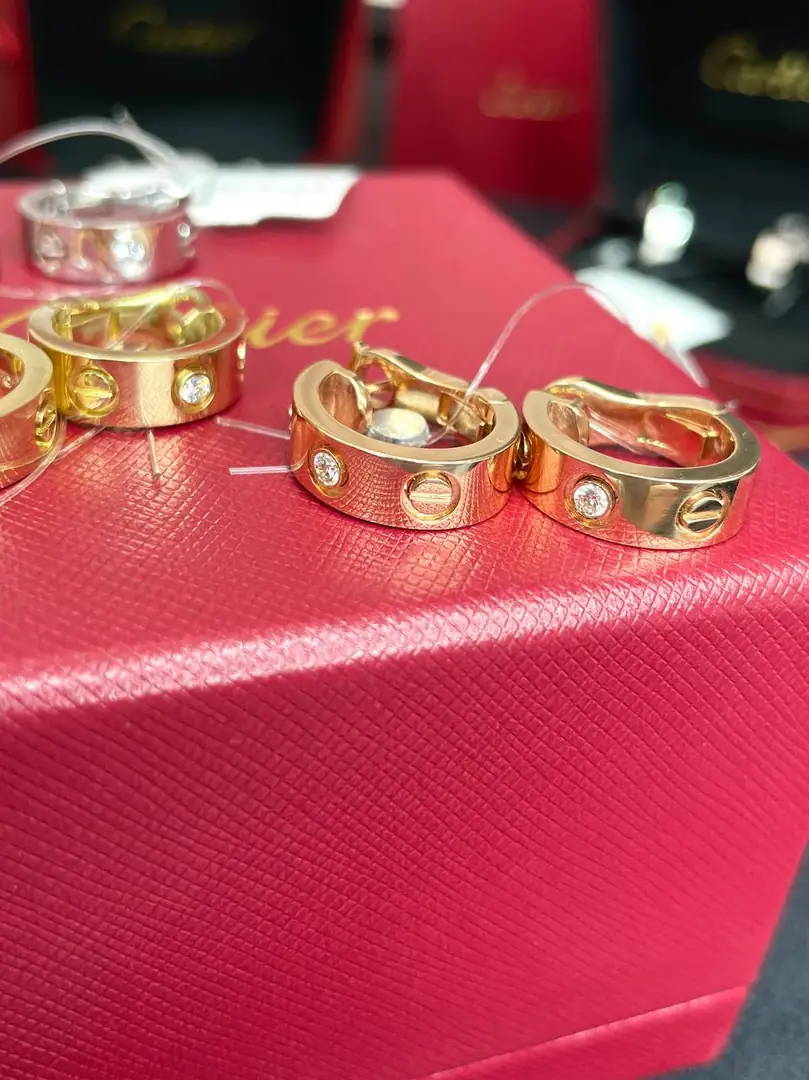 Серьги Cartier Love розовое золото, бриллианты