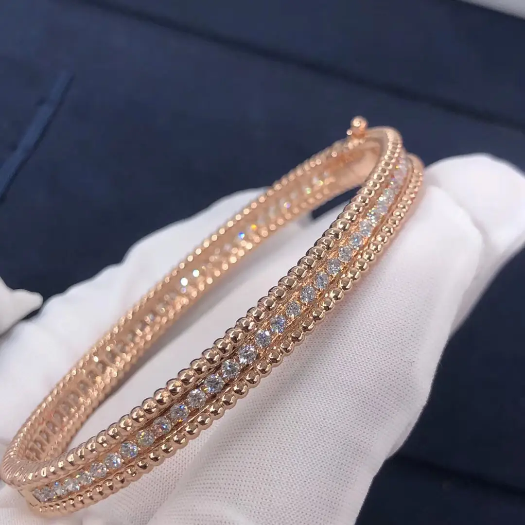 Браслет Van Cleef Perlée Diamonds /розовое золото, бриллианты/
