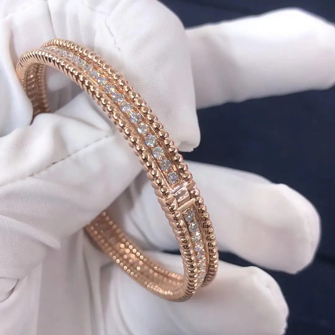 Браслет Van Cleef Perlée Diamonds /розовое золото, бриллианты/