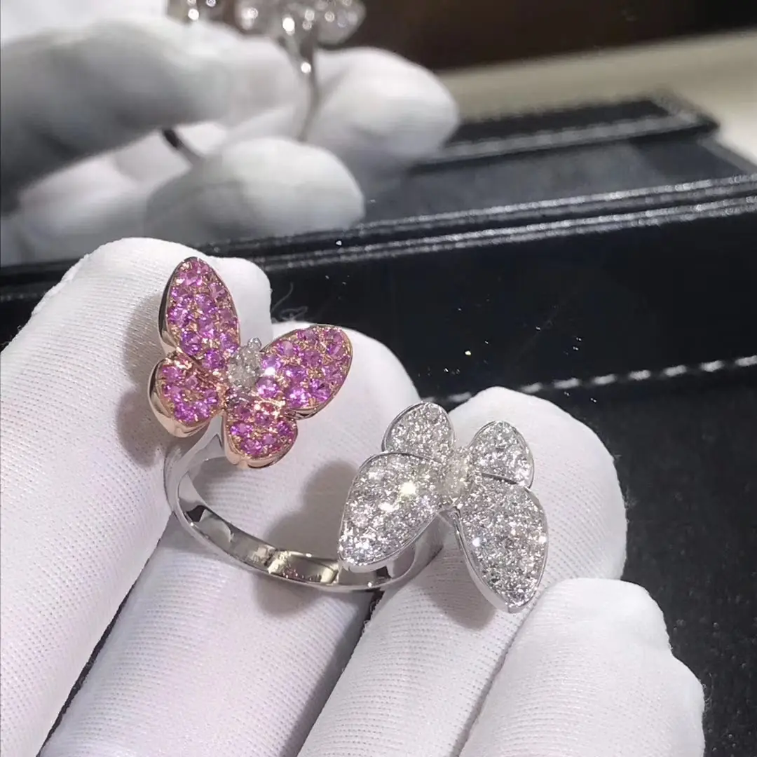 Кольцо Van Cleef & Arpels Two Butterfly Between the Finger /белое золото/