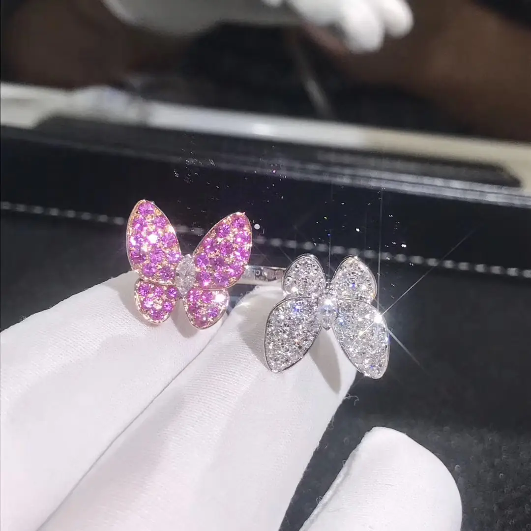 Кольцо Van Cleef & Arpels Two Butterfly Between the Finger /белое золото/
