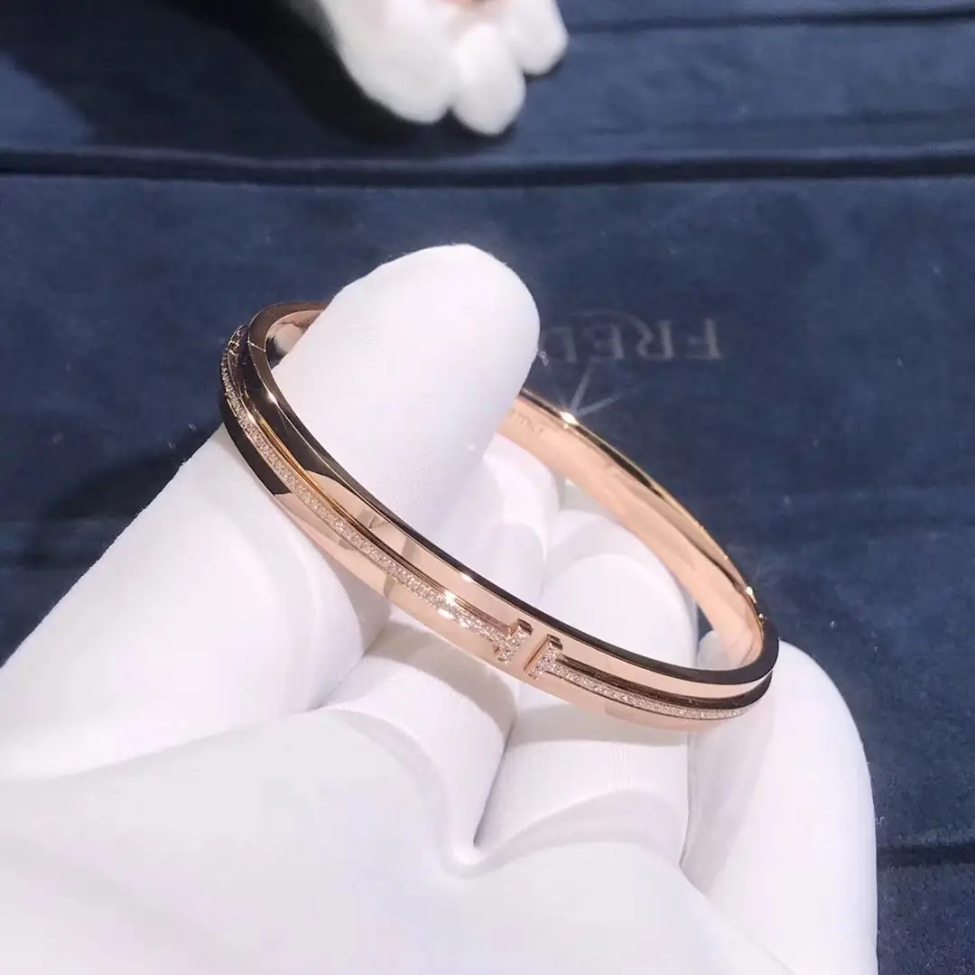 Браслет Tiffany T /бриллианты, розовое золото/