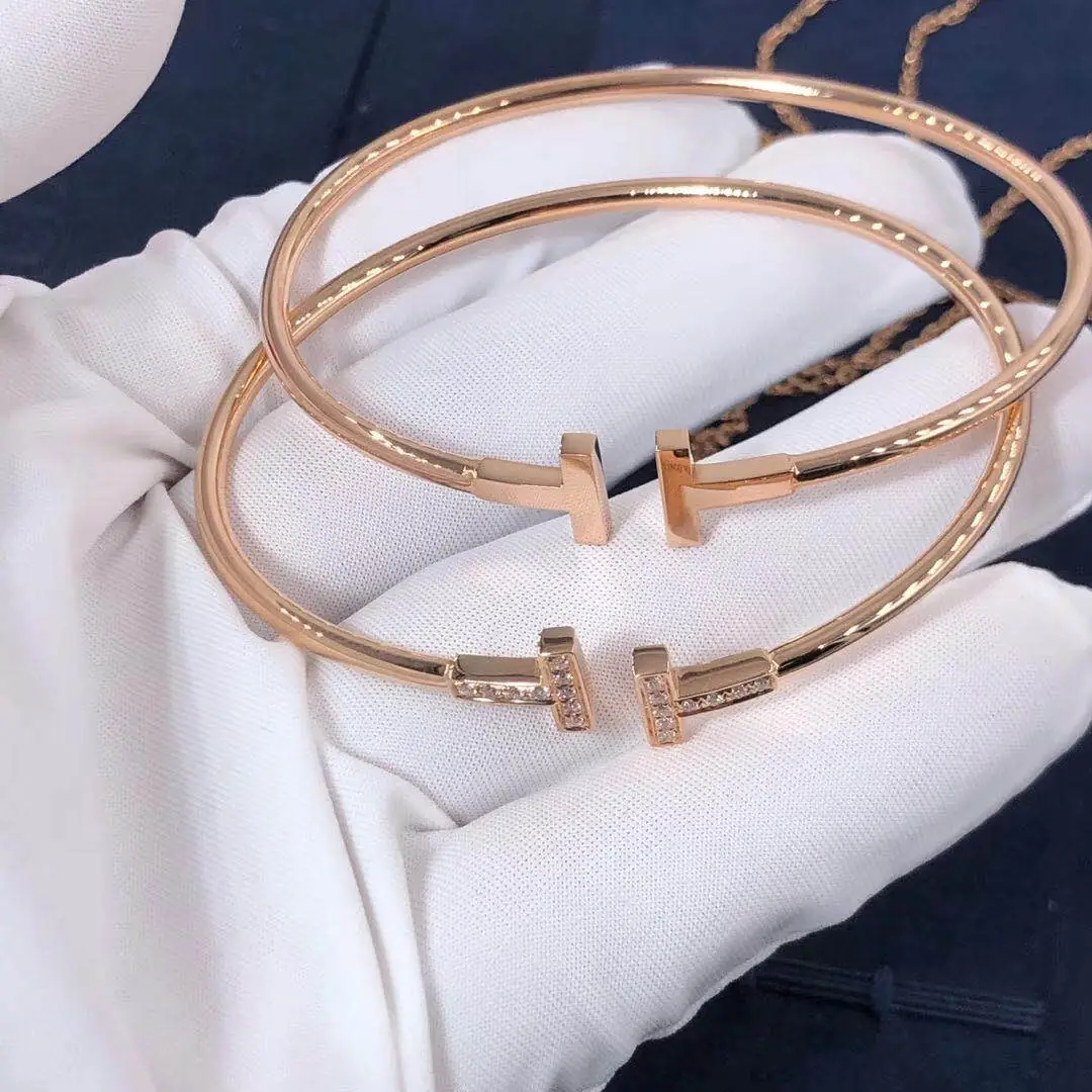 Браслет Tiffany T Wire /бриллианты, розовое золото/ 11