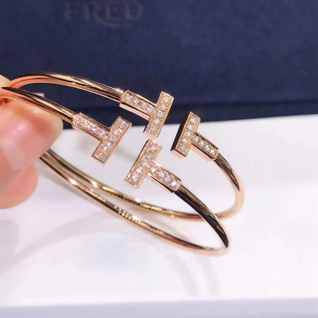 Браслет Tiffany T Wire /бриллианты, розовое золото/ 3