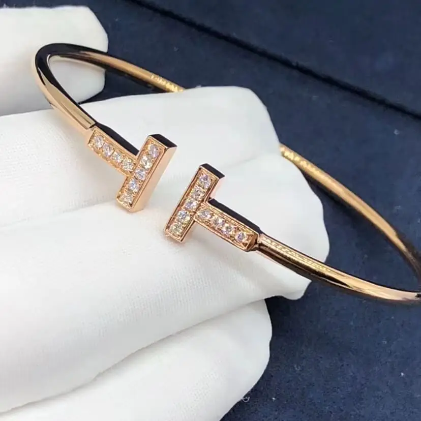 Браслет Tiffany T Wire /бриллианты, розовое золото/ 4