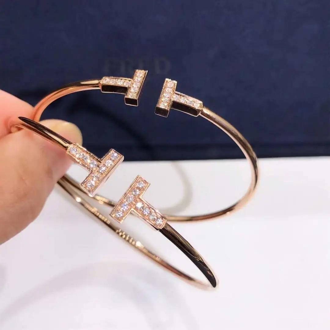Браслет Tiffany T Wire /бриллианты, розовое золото/ 5