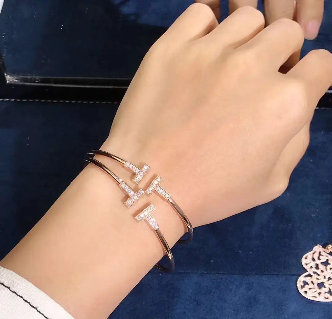 Браслет Tiffany T Wire /бриллианты, розовое золото/ 6