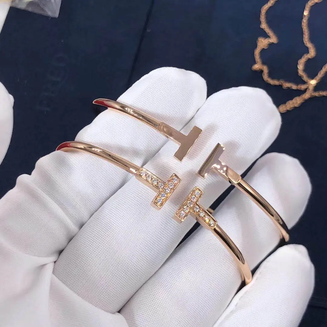 Браслет Tiffany T Wire /бриллианты, розовое золото/ 7