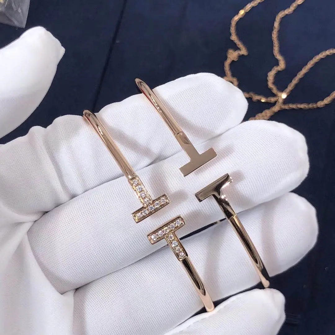 Браслет Tiffany T Wire /бриллианты, розовое золото/ 8