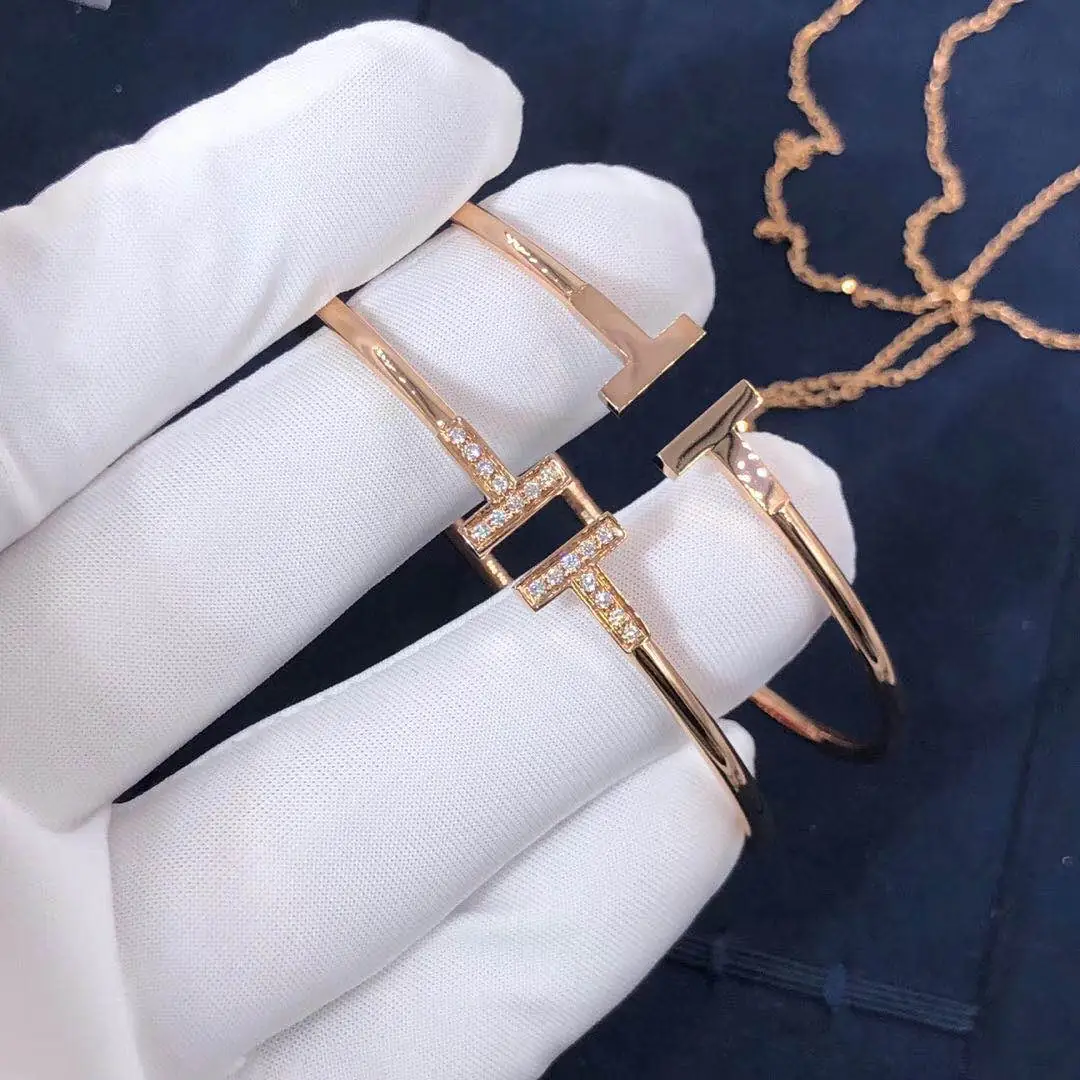 Браслет Tiffany T Wire /бриллианты, розовое золото/ 10