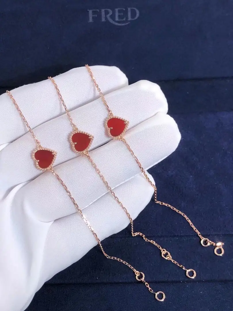 Браслет Van Cleef & Arpels  Sweet Alhambra Heart /розовое золото, сердолик/