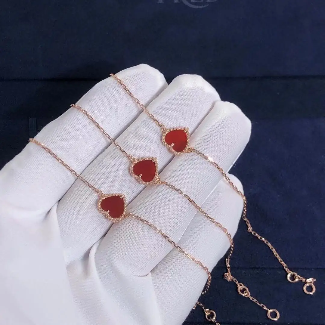 Браслет Van Cleef & Arpels  Sweet Alhambra Heart /розовое золото, сердолик/