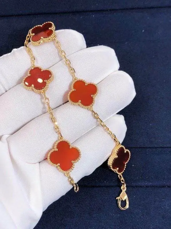 Браслет Van Cleef &amp; Arpels Vintage Alhambra с 5 мотивами /сердолик, желтое золото/