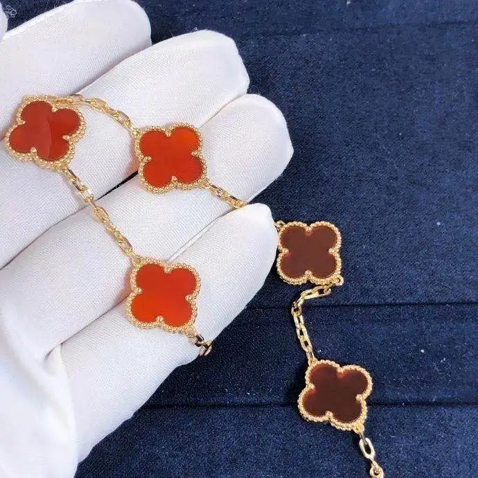 Браслет Van Cleef &amp; Arpels Vintage Alhambra с 5 мотивами /сердолик, желтое золото/