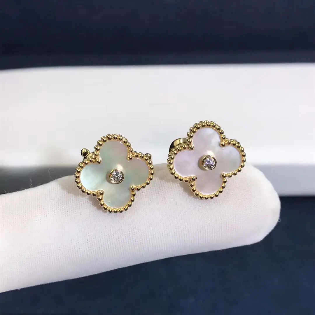 Винтажные серьги Van Cleef & Arpels Alhambra /перламутр, желтое золото/
