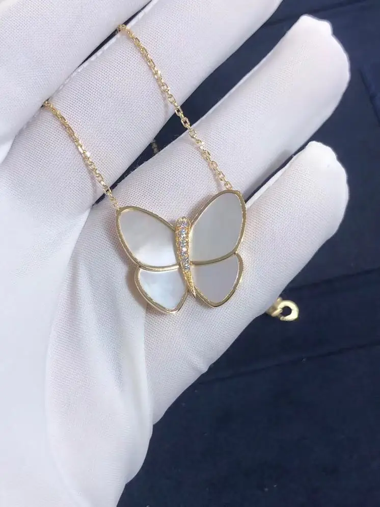 Подвеска Van Cleef &amp; Arpels Butterfly /бриллианты, желтое золото, перламутр/