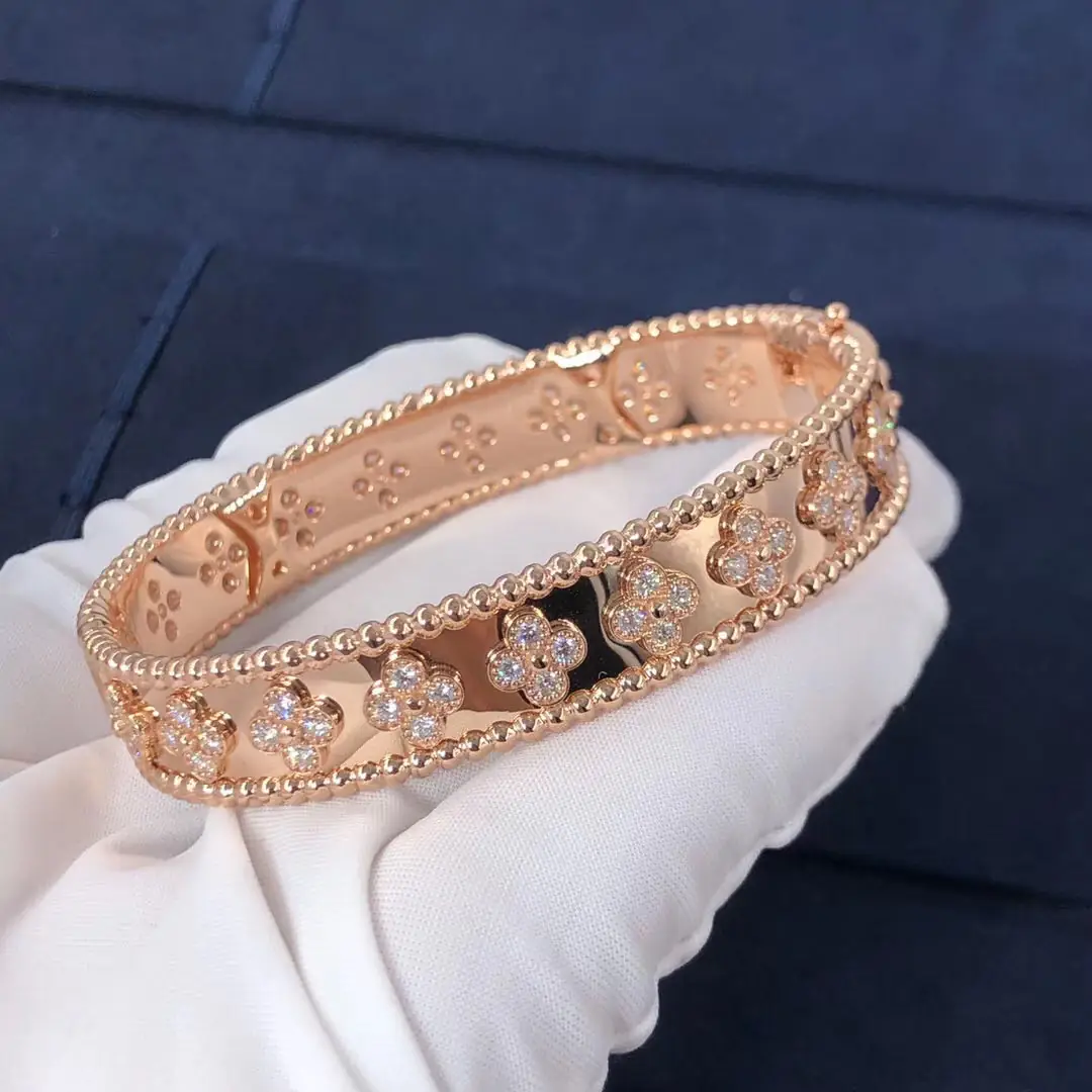 Браслет Van Cleef &amp; Arpels Perlée Clover Diamond /бриллианты, розовое золото/