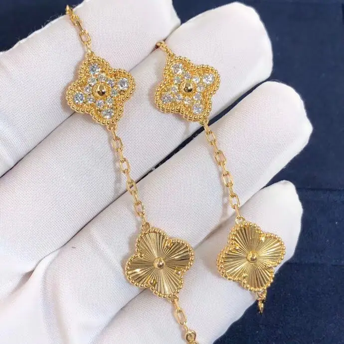 Браслет Van Cleef & Arpels Vintage Alhambra 5 мотивов /желтое золото, бриллианты/ 7