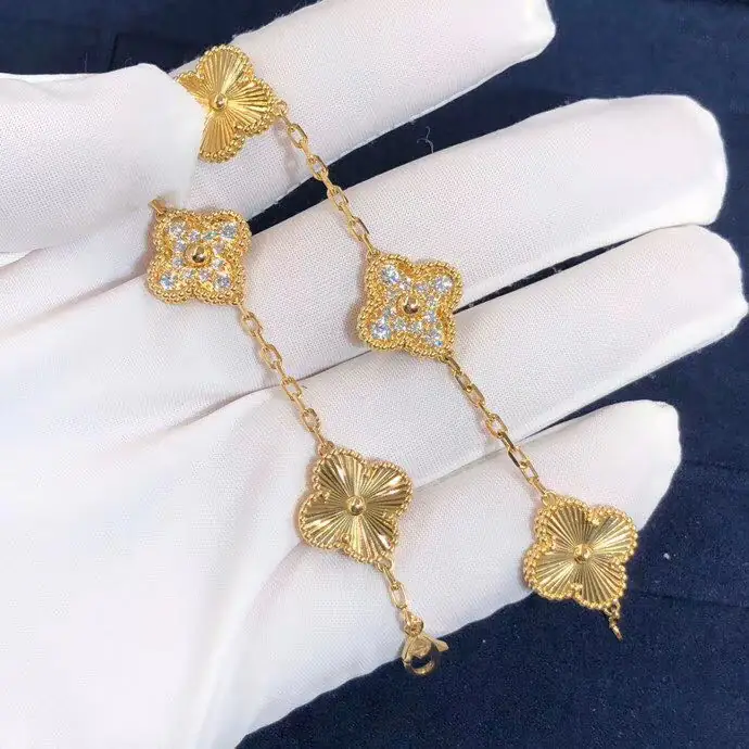 Браслет Van Cleef &amp; Arpels Vintage Alhambra 5 мотивов /желтое золото, бриллианты/
