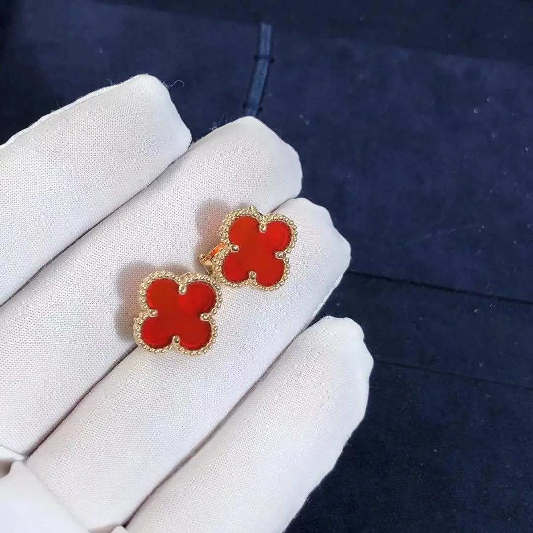 Cерьги Van Cleef &amp; Arpels Alhambra /сердолик, желтое золото/