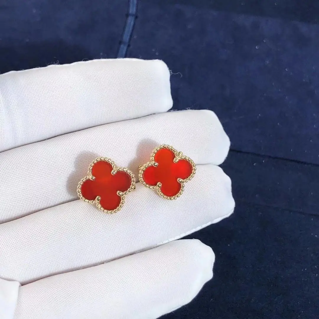 Cерьги Van Cleef &amp; Arpels Alhambra /сердолик, желтое золото/