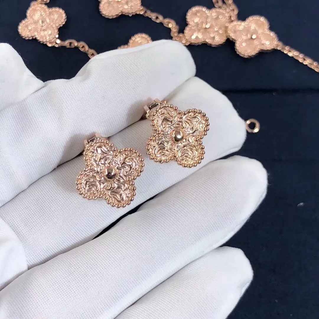 Винтажные серьги VAN CLEEF & ARPELS Alhambra /розовое золото/